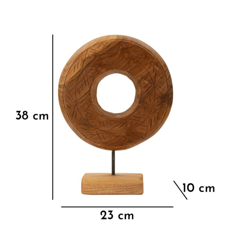 Scultura Dorat In Teak Riciclato cm 28x10x38 (pezzi Unici - Non Ripiani In Serie)