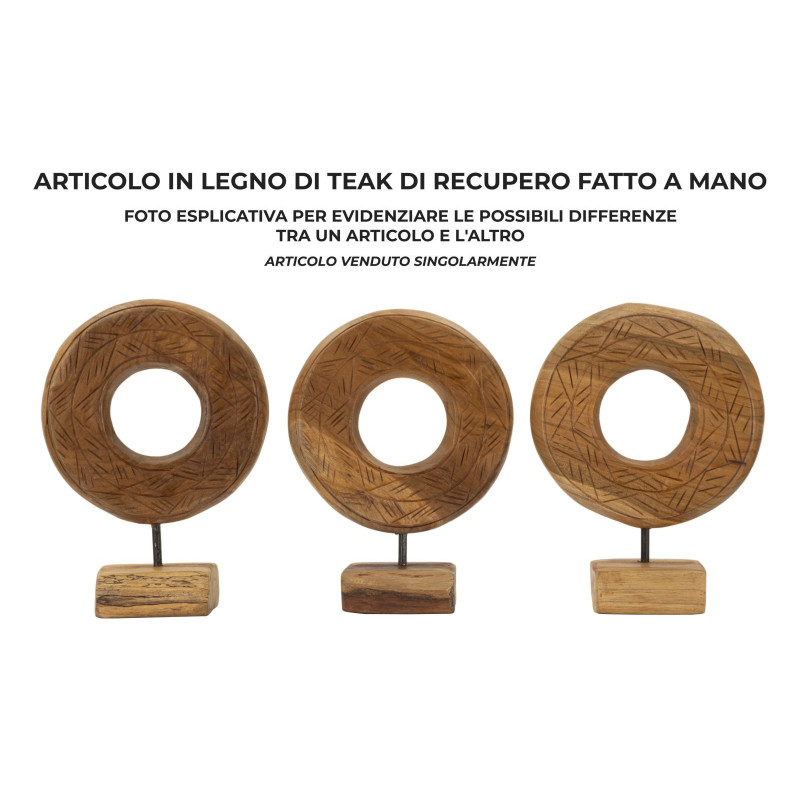 Scultura Dorat In Teak Ric. cm 20x10x28 (pezzi Unici - Non Ripiani In Serie)