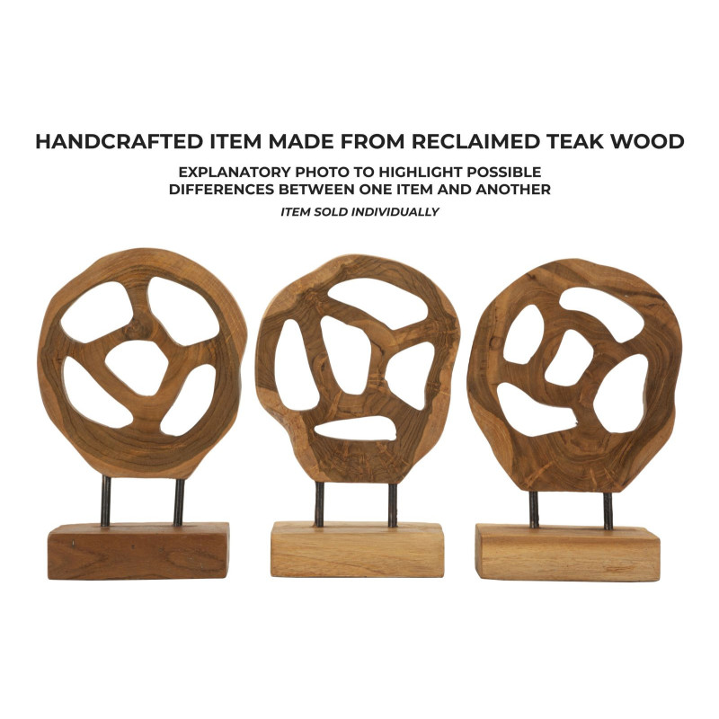 Scultura Lubang In Teak Riciclato cm 18x10x27 (pezzi Unici - Non Ripiani In Serie)