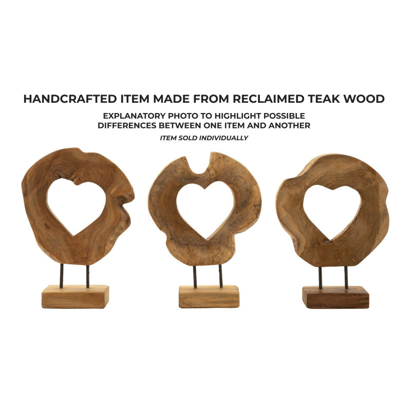 Scultura Hasi In Teak Riciclato cm 28x10x38 (pezzi Unici - Non Ripiani In Serie)