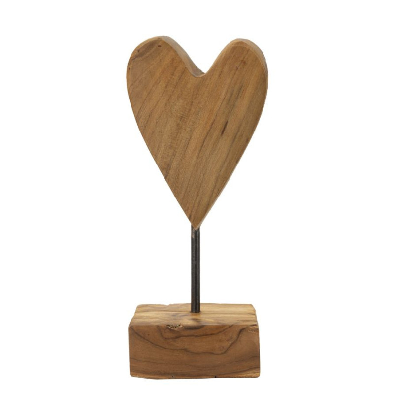 Scultura Cuore In Teak Ric. cm 10x10x25 (pezzi Unici - Non Ripiani In Serie)