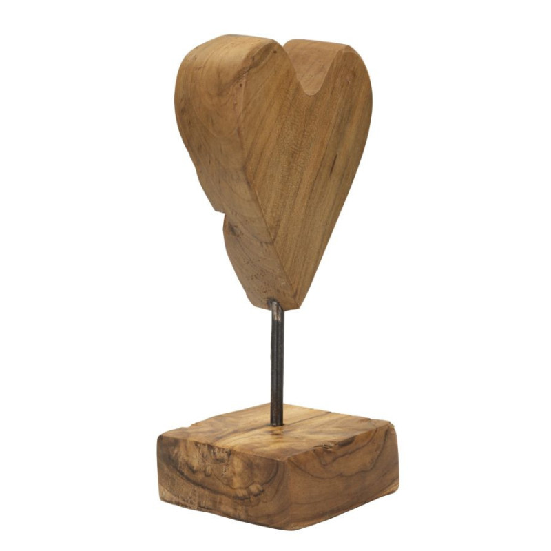 Scultura Cuore In Teak Ric. cm 10x10x25 (pezzi Unici - Non Ripiani In Serie)