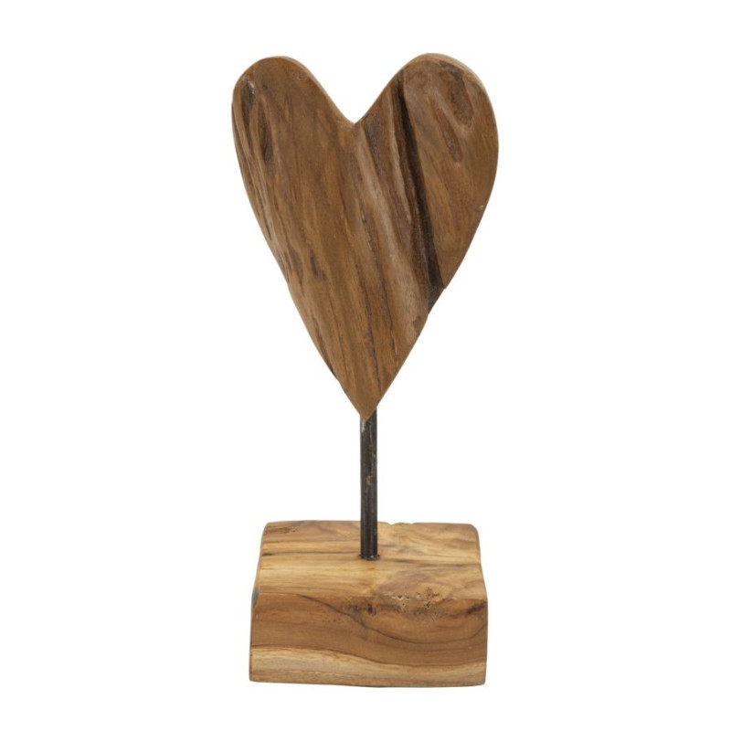 Scultura Cuore In Teak Ric. cm 10x10x25 (pezzi Unici - Non Ripiani In Serie)