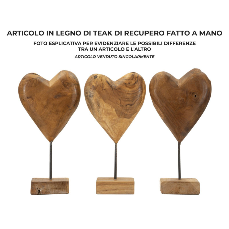 Scultura Dobu In Teak Riciclato cm 20x12x37 (pezzi Unici - Non Ripiani In Serie)