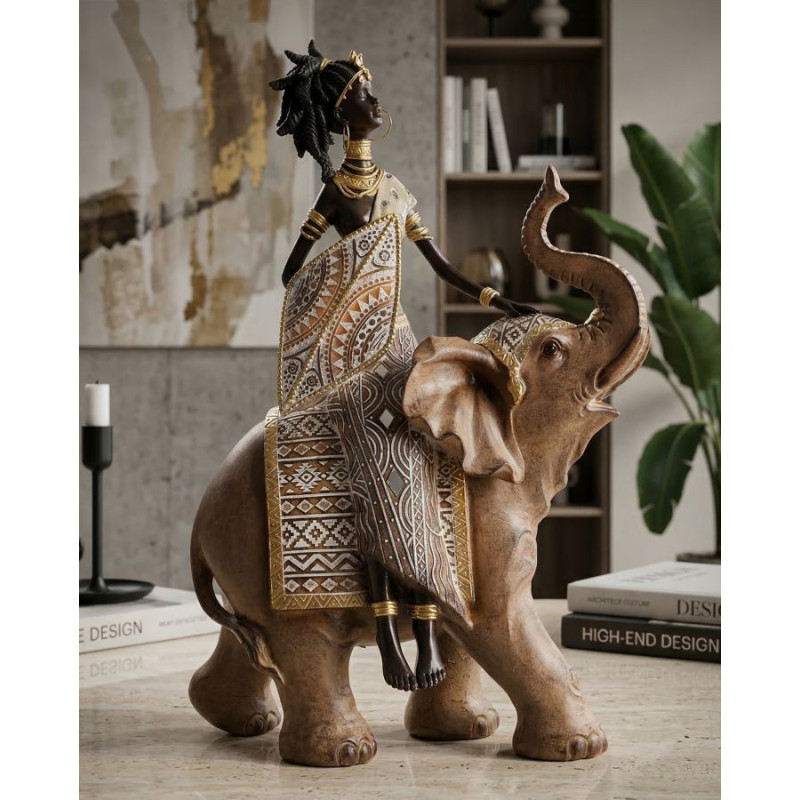 Masai Tribal Con Elefante cm 22,5x12x32,5