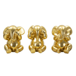 Elefante Non Vedo/non Sento/ Non Parlo Set 3 Pz cm ø 15,5x20,5