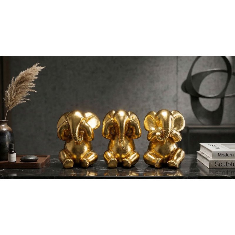 Elefante Non Vedo/non Sento/ Non Parlo Set 3 Pz cm ø 15,5x20,5