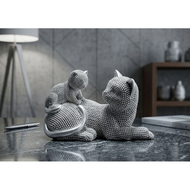 Gatto Sparky Con Cucciolo cm 19x9x13