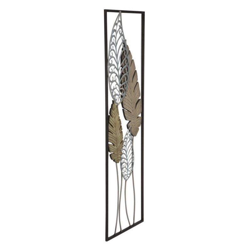 Pannello In Ferro E Legno Foglie -b- cm 30,5x2,5x99,5
