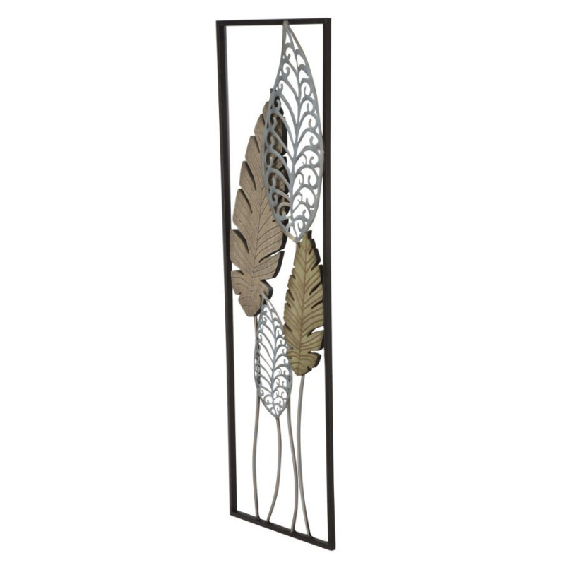 Pannello In Ferro E Legno Foglie -b- cm 30,5x2,5x99,5