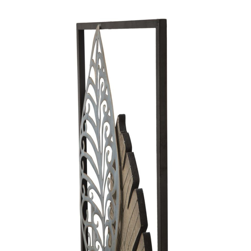 Pannello In Ferro E Legno Foglie -b- cm 30,5x2,5x99,5