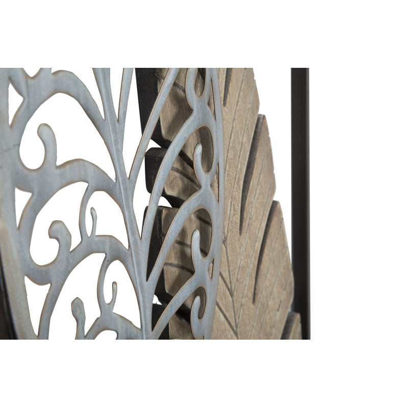 Pannello In Ferro E Legno Foglie -b- cm 30,5x2,5x99,5
