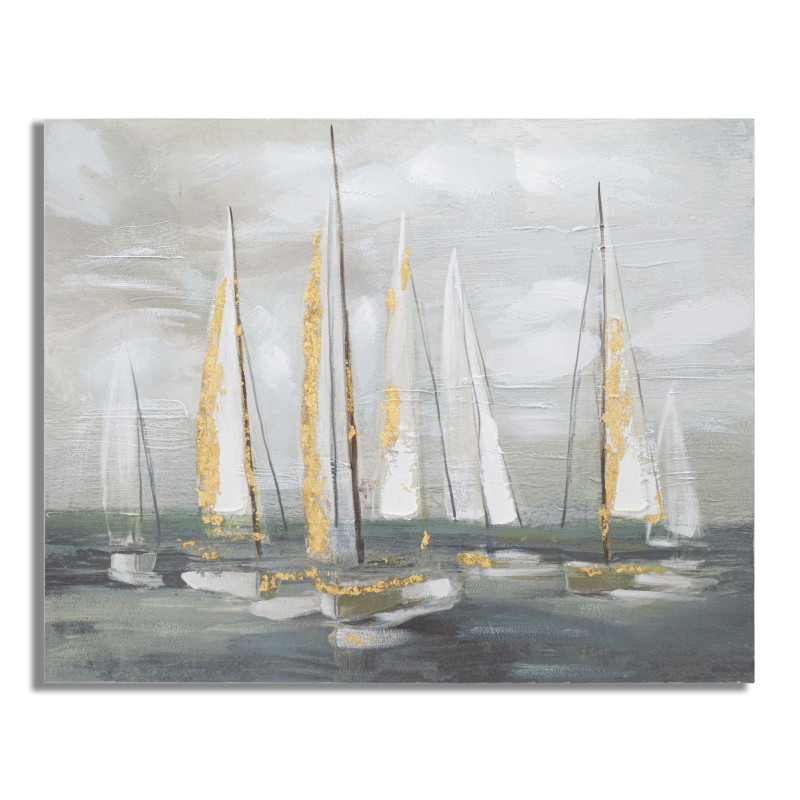 Dipinto Su Tela Gold Boat cm 100x2,8x80