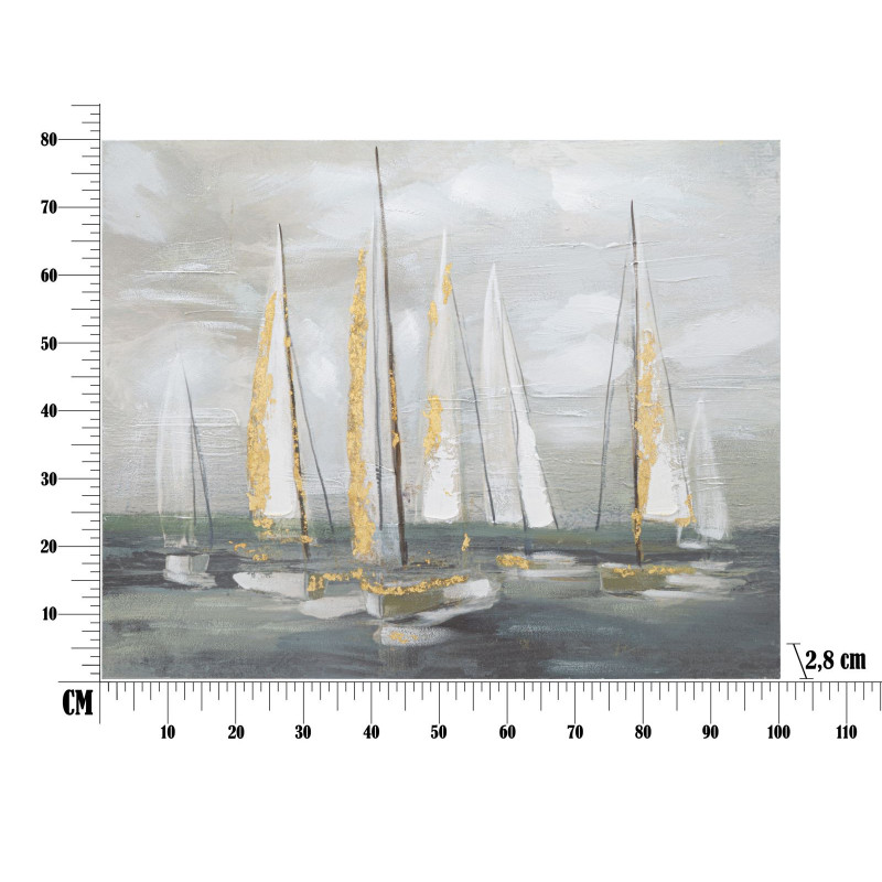 Dipinto Su Tela Gold Boat cm 100x2,8x80