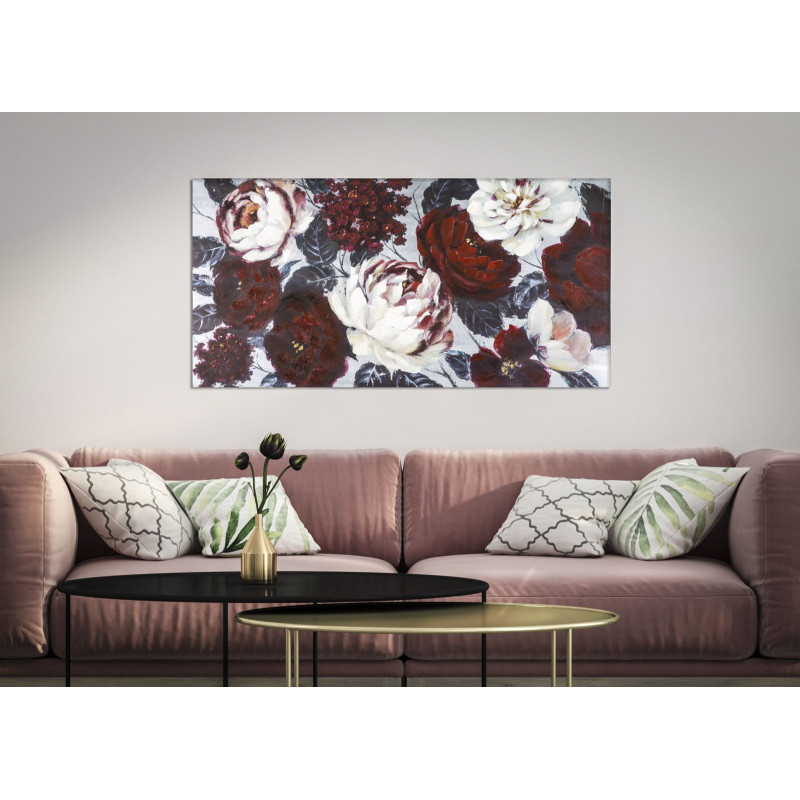 Dipinto Su Tela White/red Flower Darkback cm 120x3,7x60