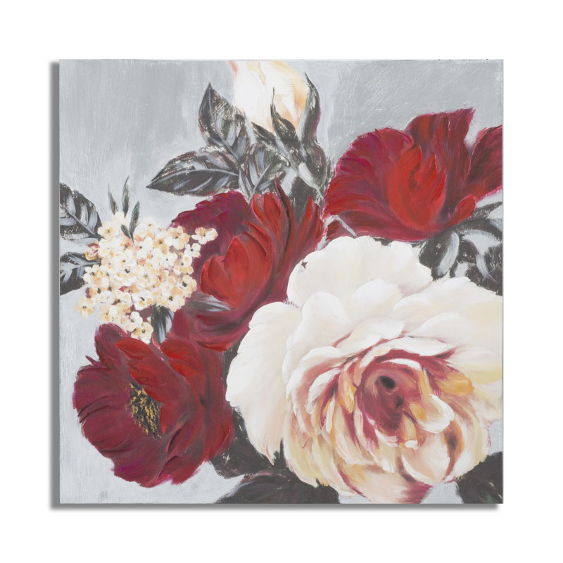 Dipinto Su Tela Red Flower Square cm 90x3,7x90