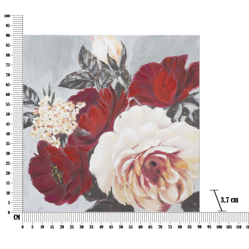 Dipinto Su Tela Red Flower Square cm 90x3,7x90