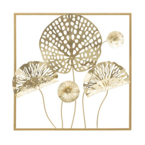 Pannello In Ferro Gold Flowers cm 50x5x50