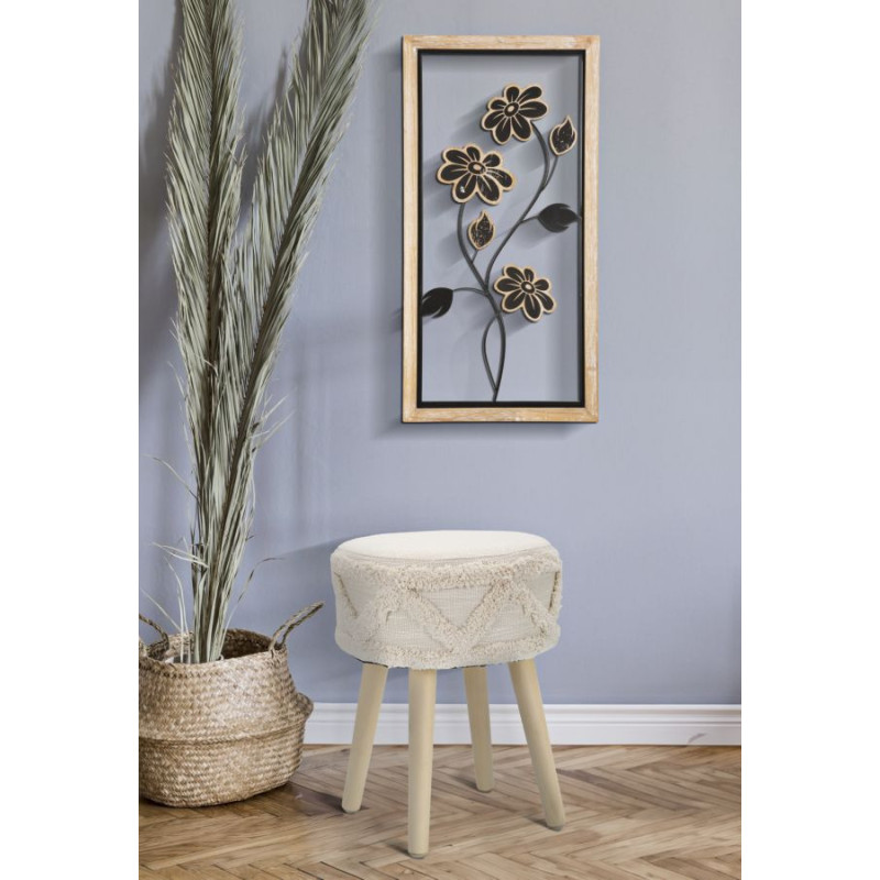 Pannello In Ferro E Legno Girish -a- cm 30x2,5x60