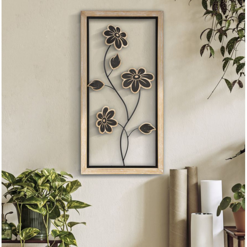 Pannello In Ferro E Legno Girish -b- cm 30x2,5x60