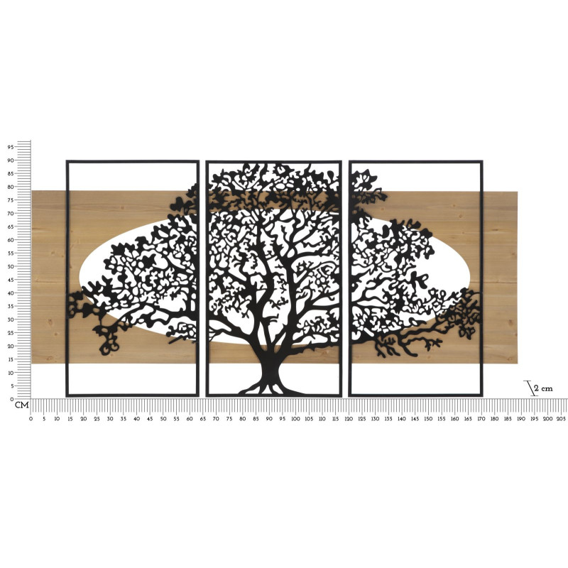 Pannello Da Muro Tree Ferro E Wood Set 3pz cm 176x2x90 (63x2x90-50x2x90)