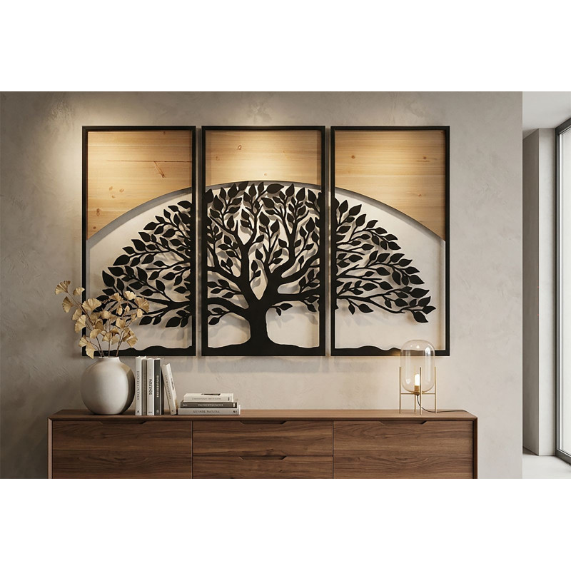 Pannello Da Muro Arc Ferro E Wood Set 3pz cm 105x2x70 (35x2x70)