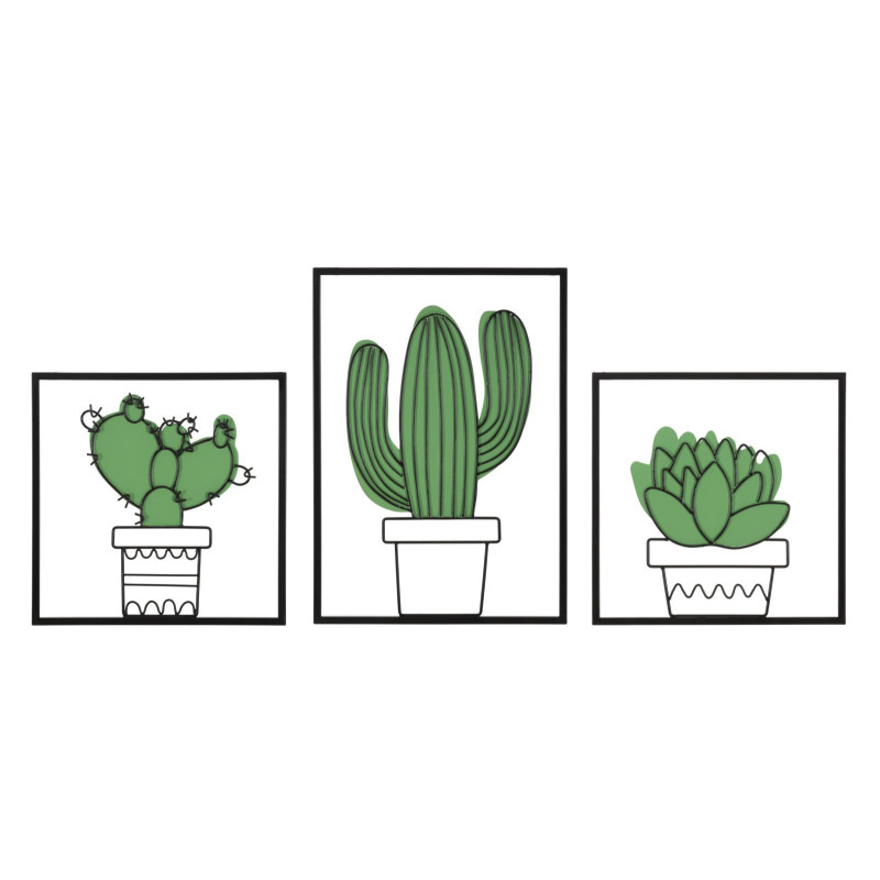 Pannello Da Muro Cactus Set 3pz 33x1,3x46,5-33x1,3x33