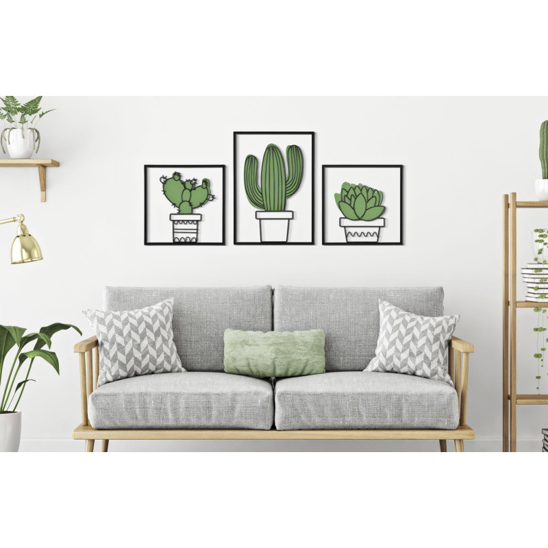 Pannello Da Muro Cactus Set 3pz 33x1,3x46,5-33x1,3x33