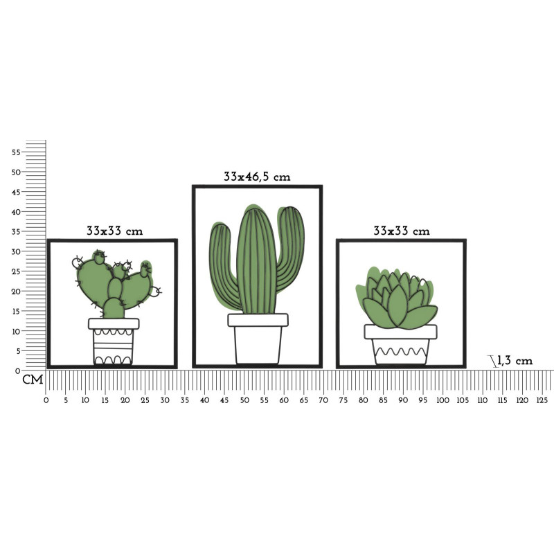 Pannello Da Muro Cactus Set 3pz 33x1,3x46,5-33x1,3x33
