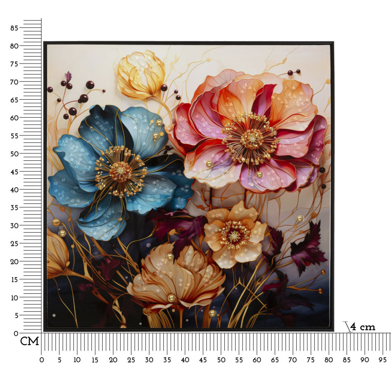 Dipinto Su Tela Laccato Narcy -a- Con Cornice cm 82x4x82