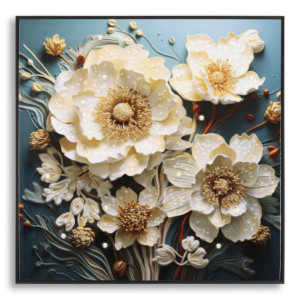 Dipinto Su Tela Laccato Narcy -b- Con Cornice cm 82x4x82
