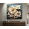 Dipinto Su Tela Laccato Narcy -b- Con Cornice cm 82x4x82