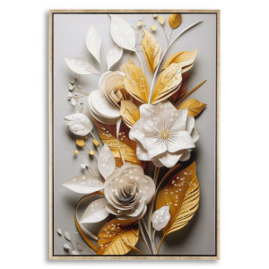 Dipinto Su Tela Laccato Flora Con Cornice cm 42x3,5x62