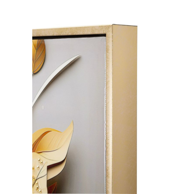Dipinto Su Tela Laccato Flora Con Cornice cm 42x3,5x62
