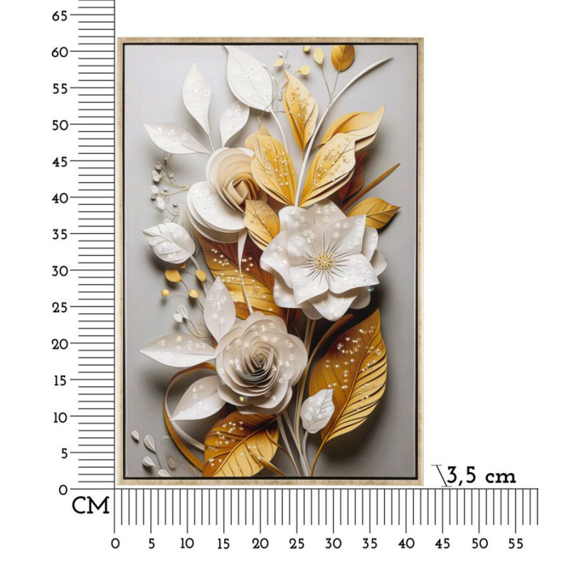 Dipinto Su Tela Laccato Flora Con Cornice cm 42x3,5x62