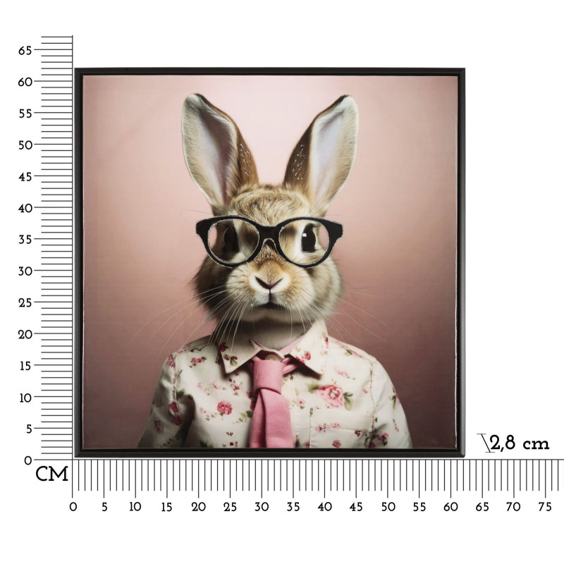 Dipinto Su Tela Laccato Bunny Con Cornice cm 62,5x2,8x62,5