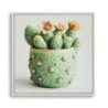 Stampa Su Tela Laccata Con Cornice Vasetto Cactus -a- cm 40x2,8x40