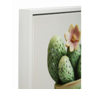 Zoom Stampa Su Tela Laccata Con Cornice Vasetto Cactus -a- cm 40x2,8x40