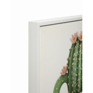 Zoom Stampa Su Tela Laccata Con Cornice Vasetto Cactus -b- cm 40x2,8x40