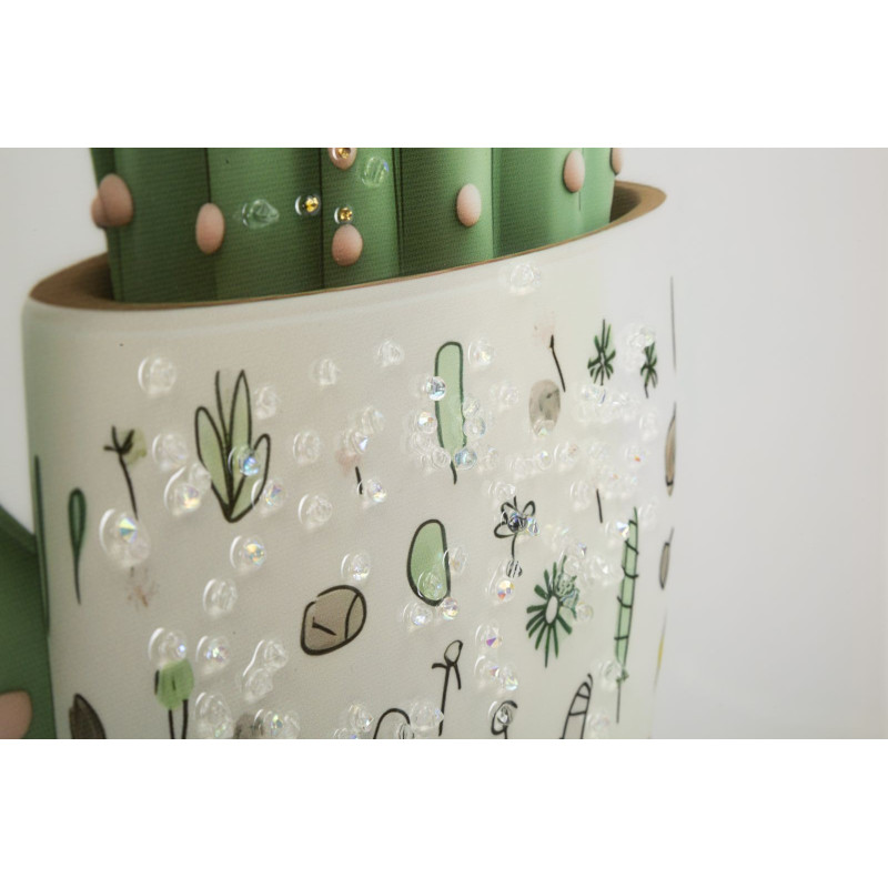 Stampa Su Tela Laccata Con Cornice Vasetto Cactus -b- cm 40x2,8x40