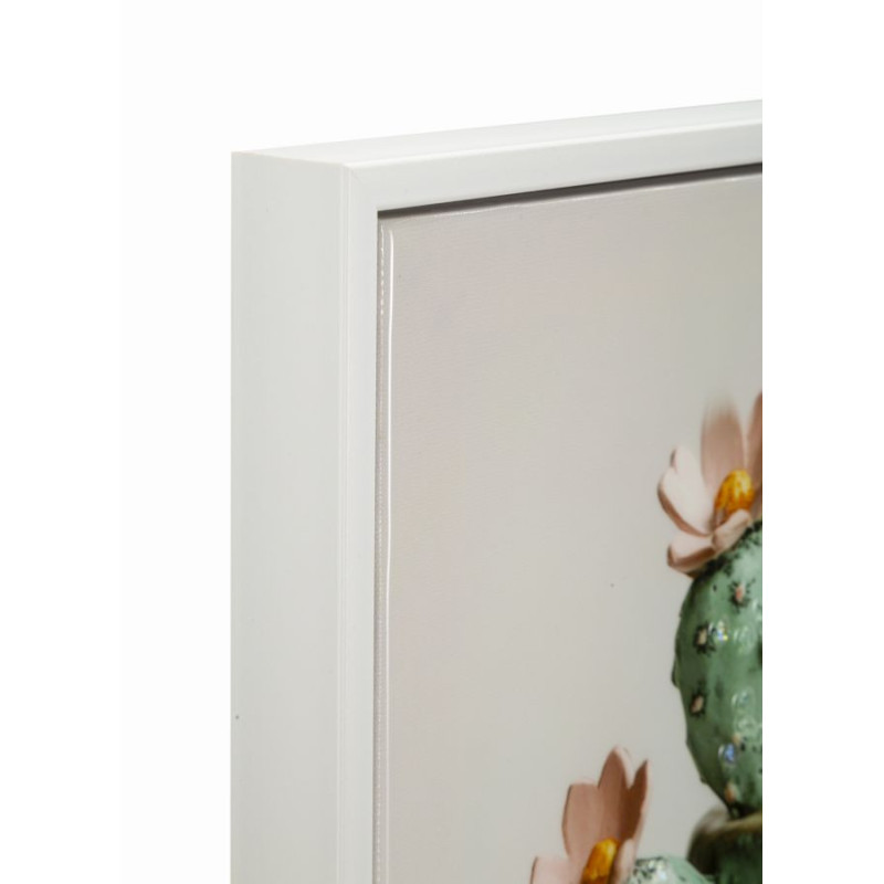 Stampa Su Tela Laccata Con Cornice Vasetto Cactus -c- cm 40x2,8x40