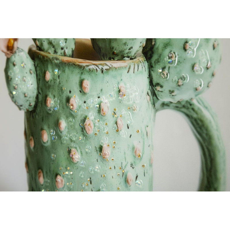 Stampa Su Tela Laccata Con Cornice Vasetto Cactus -c- cm 40x2,8x40