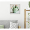 Stampa Su Tela Laccata Con Cornice Vasetto Cactus -c- cm 40x2,8x40