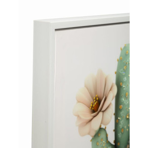 Zoom Stampa Su Tela Laccata Con Cornice Vasetto Cactus -d- cm 40x2,8x40