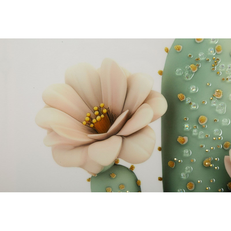 Stampa Su Tela Laccata Con Cornice Vasetto Cactus -d- cm 40x2,8x40