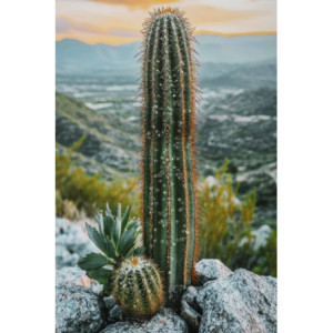 Zoom Stampa Su Tela Laccata Con Cornice Cactus -a- cm 60x4x90