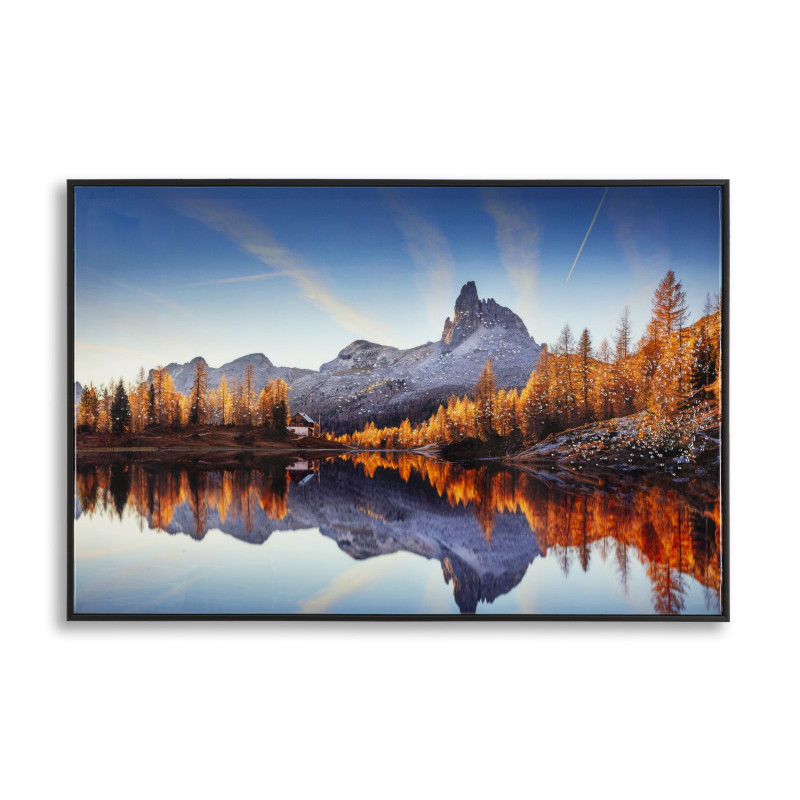 Stampa Su Tela Laccata Con Cornice Lake cm 90x4x60
