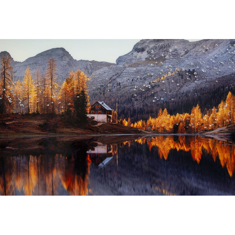 Stampa Su Tela Laccata Con Cornice Lake cm 90x4x60