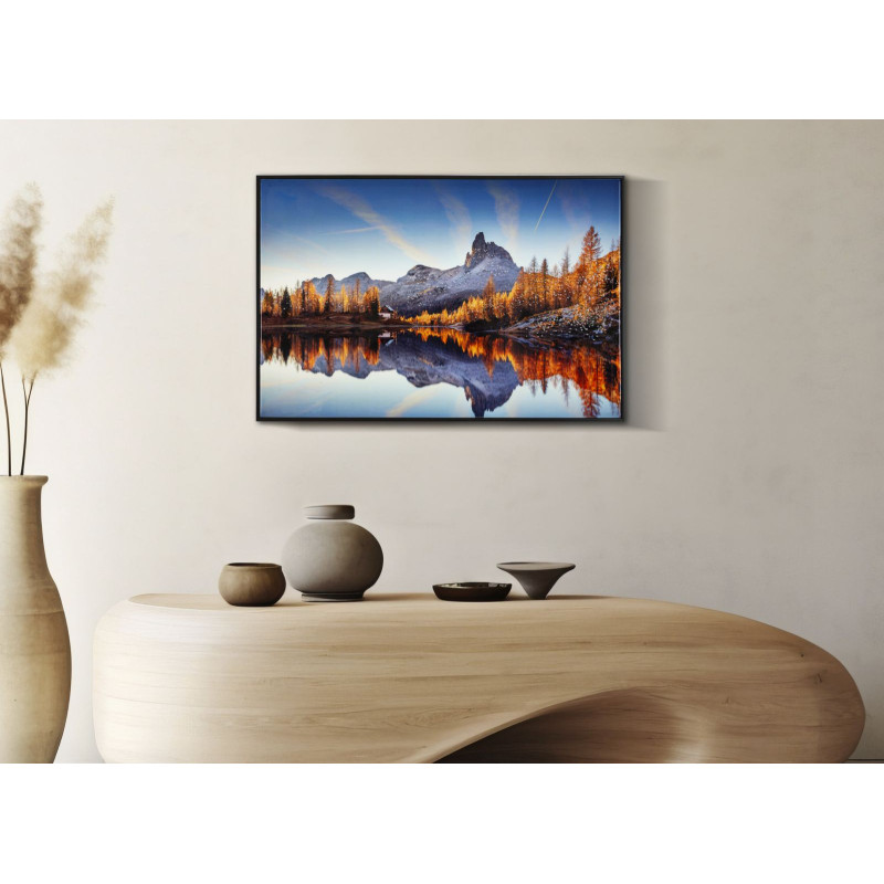 Stampa Su Tela Laccata Con Cornice Lake cm 90x4x60
