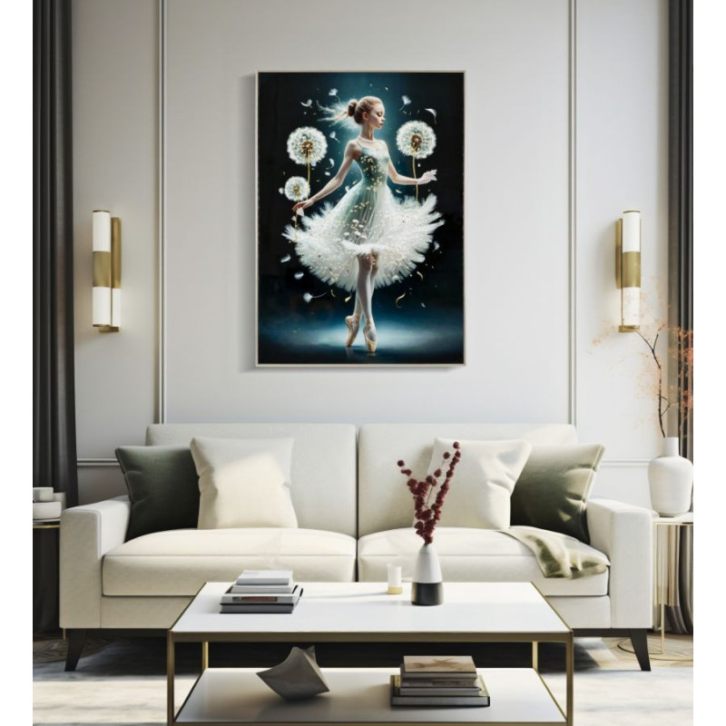Dipinto Su Tela Laccato Dancing Con Cornice -a- cm 72x4x102